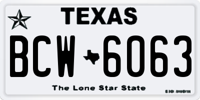 TX license plate BCW6063