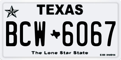 TX license plate BCW6067