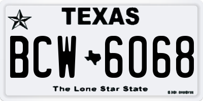 TX license plate BCW6068