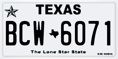 TX license plate BCW6071