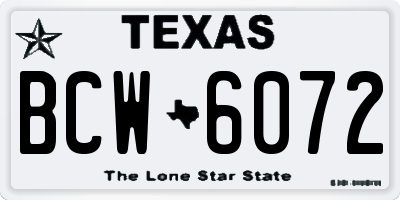 TX license plate BCW6072
