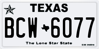 TX license plate BCW6077