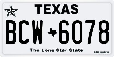 TX license plate BCW6078