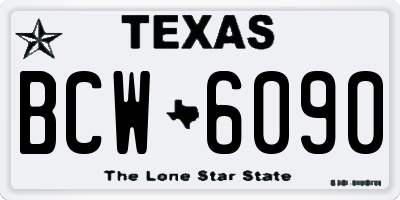 TX license plate BCW6090