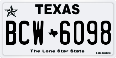 TX license plate BCW6098