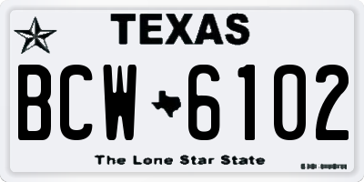 TX license plate BCW6102