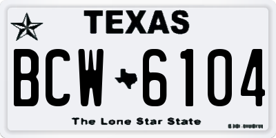 TX license plate BCW6104