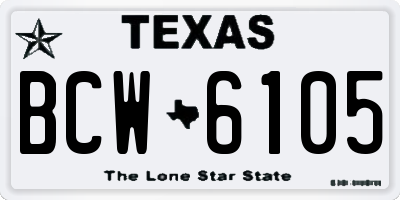 TX license plate BCW6105