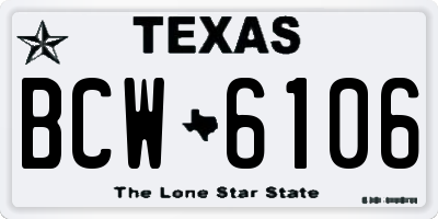 TX license plate BCW6106