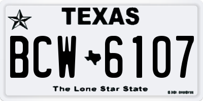 TX license plate BCW6107