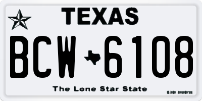 TX license plate BCW6108