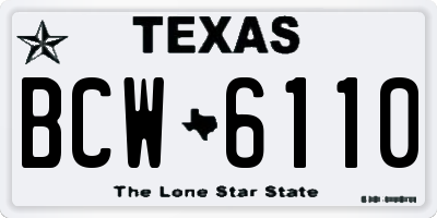 TX license plate BCW6110