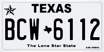 TX license plate BCW6112