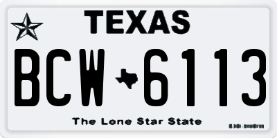 TX license plate BCW6113