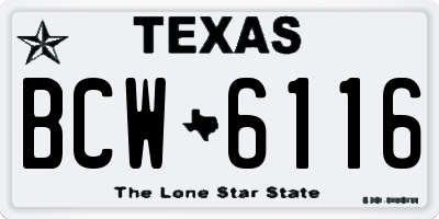 TX license plate BCW6116