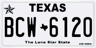 TX license plate BCW6120