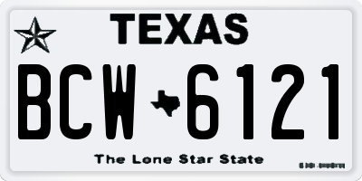 TX license plate BCW6121
