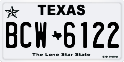 TX license plate BCW6122