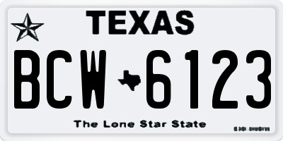 TX license plate BCW6123
