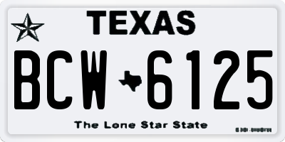 TX license plate BCW6125