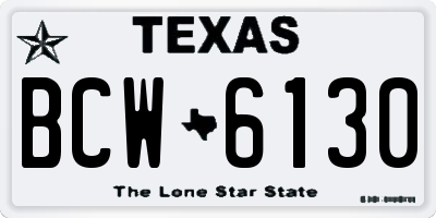 TX license plate BCW6130