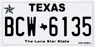 TX license plate BCW6135