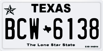 TX license plate BCW6138