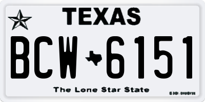 TX license plate BCW6151