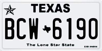 TX license plate BCW6190