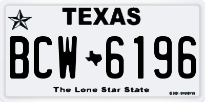 TX license plate BCW6196