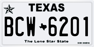 TX license plate BCW6201