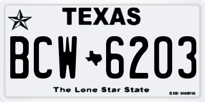 TX license plate BCW6203