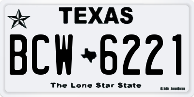 TX license plate BCW6221