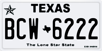 TX license plate BCW6222