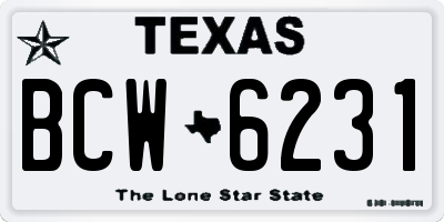 TX license plate BCW6231