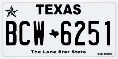 TX license plate BCW6251