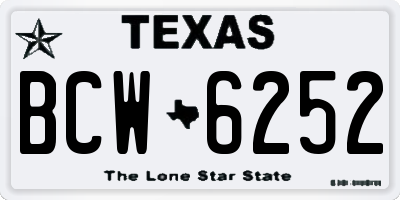 TX license plate BCW6252