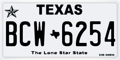 TX license plate BCW6254
