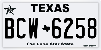 TX license plate BCW6258