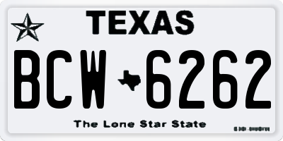 TX license plate BCW6262