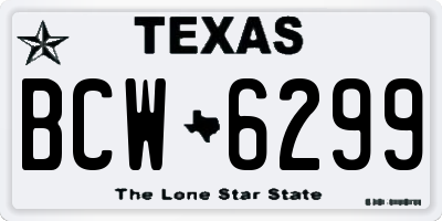 TX license plate BCW6299