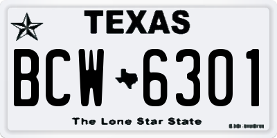 TX license plate BCW6301
