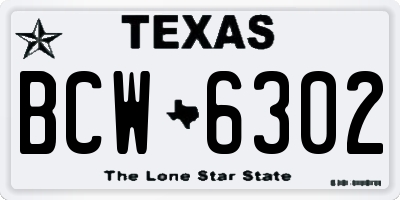 TX license plate BCW6302