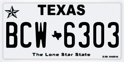 TX license plate BCW6303
