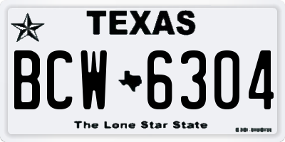TX license plate BCW6304