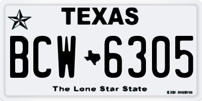TX license plate BCW6305