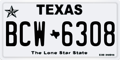 TX license plate BCW6308