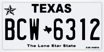 TX license plate BCW6312