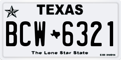 TX license plate BCW6321