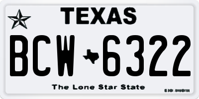 TX license plate BCW6322